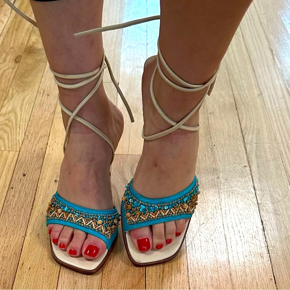 Italian leather and beaded sandal by Charles David